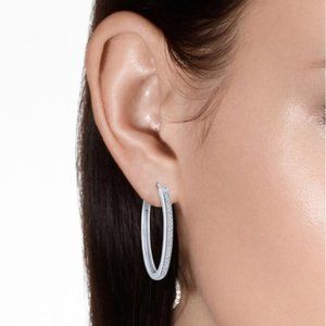 New! Diamond Sterling Silver Hoop Earrings